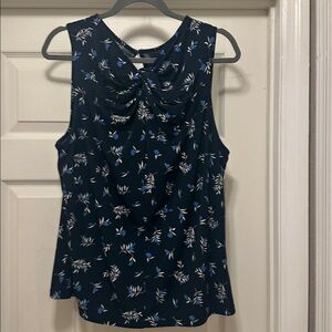 Ann Taylor Factory Navy Blue Floral Blouse